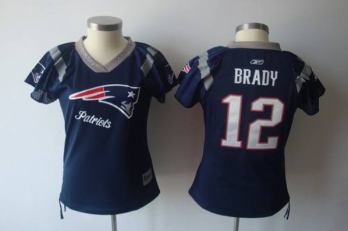 Patriots #12 Tom Brady Blue 2011 Women's Field Flirt Stitched Jersey